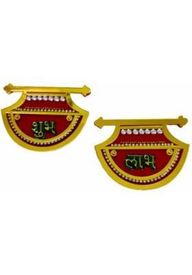 Avanti Creation Acrylic Handcrafted Decorative Shubh Labh Sticker for Door Hanging Wall Decoration Diwali Decoration Pack of 2&nbsp;&nbsp;(Mulricolor)