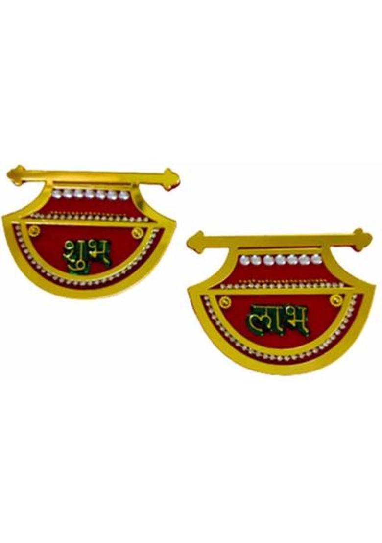 Avanti Creation Acrylic Handcrafted Decorative Shubh Labh Sticker for Door Hanging Wall Decoration Diwali Decoration Pack of 2&nbsp;&nbsp;(Mulricolor) - Indya