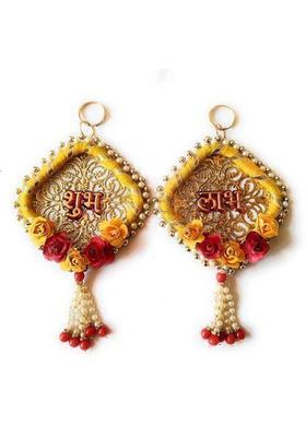 CTW Shubh Labh Door Hanging for Diwali/Pooja Wall Hangings for Home Decoration. Decorative Showpiece - 13 cm&nbsp;&nbsp;(Metal, Yellow)