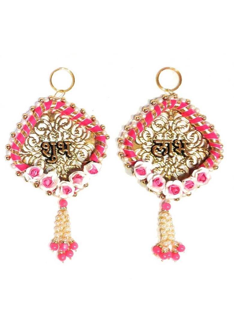 CTW Shubh Labh Door Hanging for Diwali/Pooja Wall Hangings for Home Decoration. Decorative Showpiece - 13 cm&nbsp;&nbsp;(Metal, Yellow) - Indya