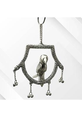Eleven Parrot Statue Perching on a Branch silver colour Decorative Showpiece - 12 cm&nbsp;&nbsp;(Metal, Silver)