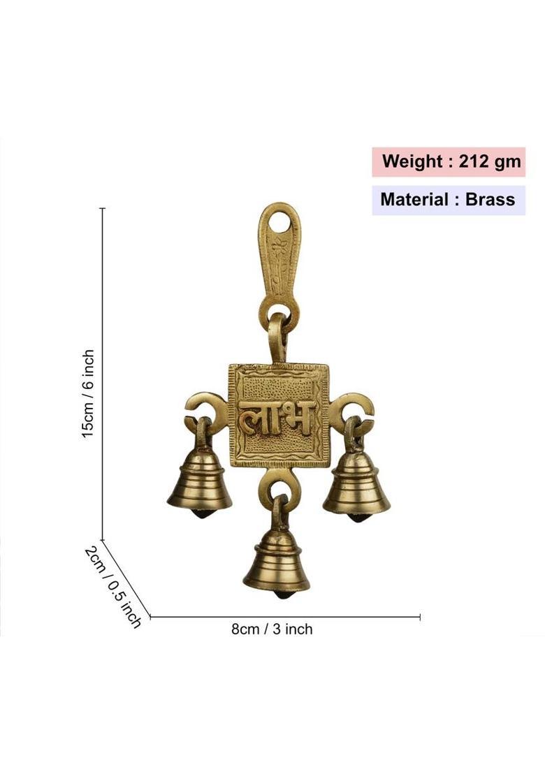 StyleMyWay Brass Subh Labh Hanging Bells for Door Entrance (Set of 2, 8x2x15 cm, 425 gm) | Decorative Showpiece - 15 cm&nbsp;&nbsp;(Brass, Gold) - Indya