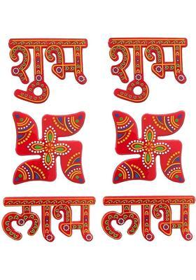 SK Craft Acrylic Handcrafted Meenakari Shubh Labh Wall Sticker, Door, Diwali Decor-Pack of 2 Set&nbsp;&nbsp;(Multicolor)