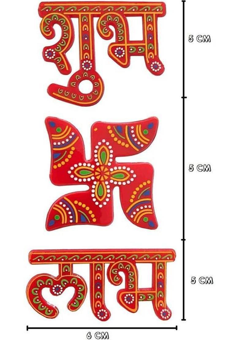 SK Craft Acrylic Handcrafted Meenakari Shubh Labh Wall Sticker, Door, Diwali Decor-Pack of 2 Set&nbsp;&nbsp;(Multicolor) - Indya
