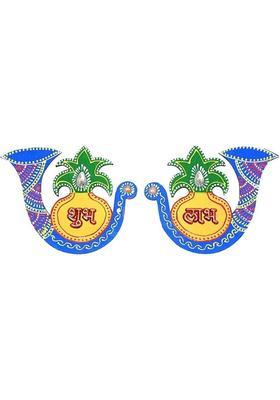 Saugat Traders Diwali Wall Decoration Item Shubh Labh for Home Decor, Deepawali, Navratri, Door, Wall Hanging Entrance Door, Grah Pravesh, Wooden (Yellow) Decorative Showpiece - 11.4 cm&nbsp;&nbsp;(Wood, Yellow)