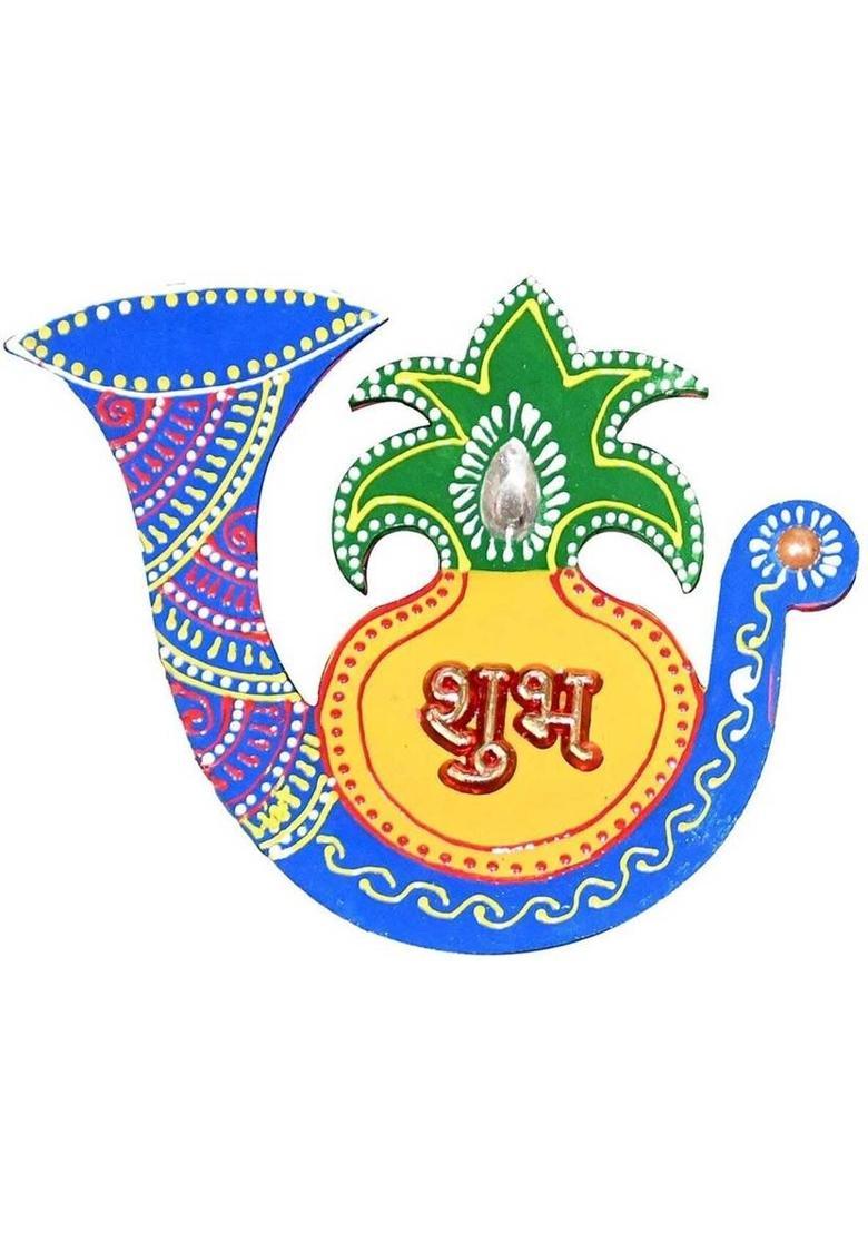 Saugat Traders Diwali Wall Decoration Item Shubh Labh for Home Decor, Deepawali, Navratri, Door, Wall Hanging Entrance Door, Grah Pravesh, Wooden (Yellow) Decorative Showpiece - 11.4 cm&nbsp;&nbsp;(Wood, Yellow) - Indya