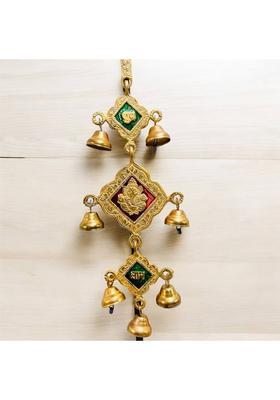 Shri Ji Collection Creatives Gold Plated Ganesha Subh Labh Hanging Bell Decorative Showpiece - 39 cm&nbsp;&nbsp;(Aluminium, Iron, Gold)