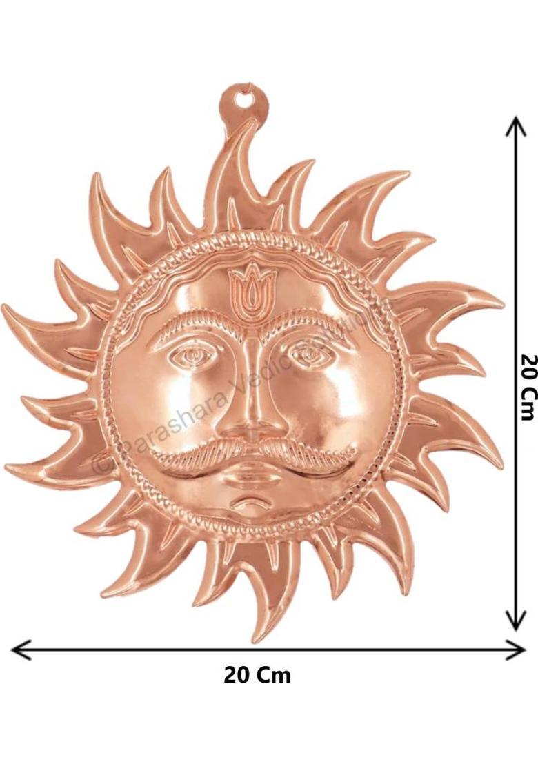 BHAKTI SHRINGAR Metal Copper Home Vastu Sun Face God Wall Hanging || Shri Surya Narayan Idol Decorative Showpiece - 20 cm&nbsp;&nbsp;(Copper, Copper) - Indya