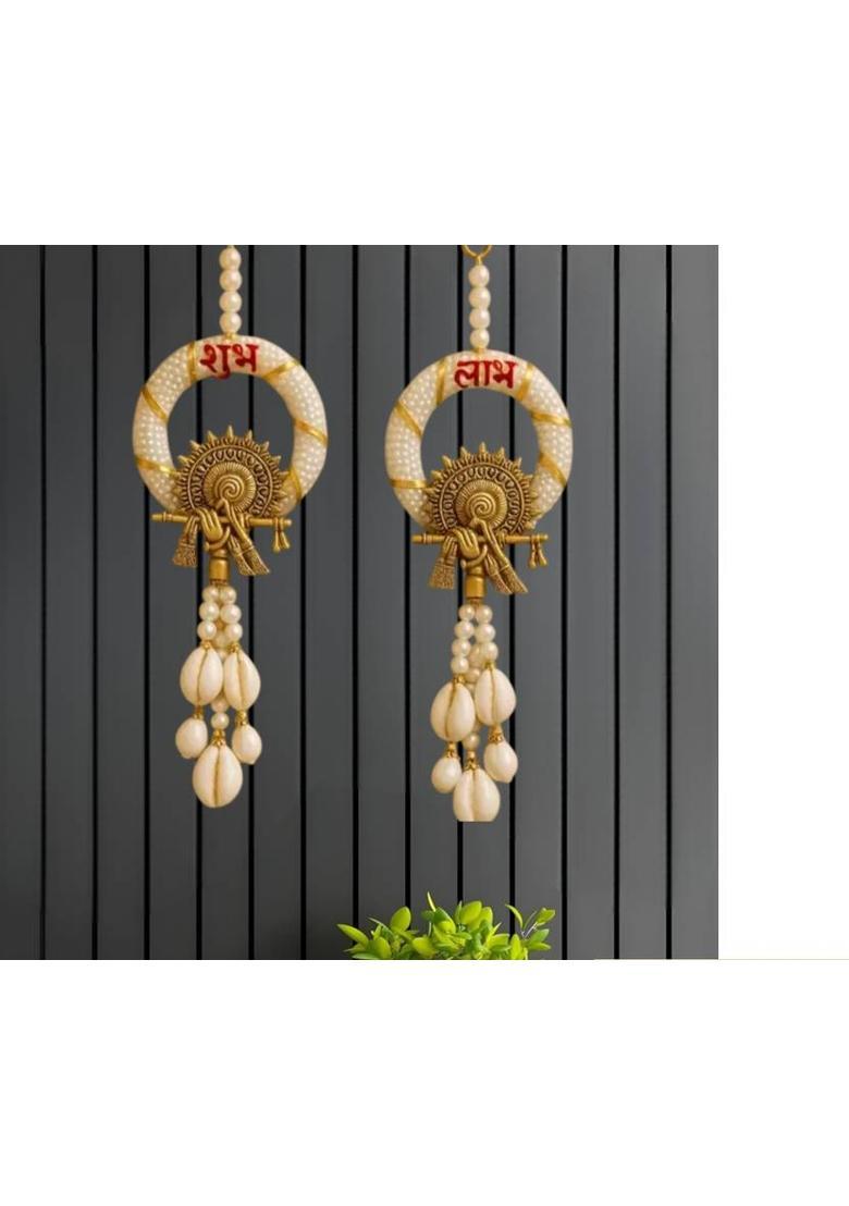 ASM CREATION Krishna Flute Shubh Labh Home Decor Decorative Showpiece - 23 cm&nbsp;&nbsp;(Stone, Multicolor) - Indya