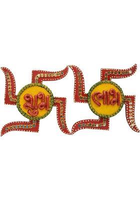 Vivan Creation Wooden Crafted Unique Shubh Labh Door Hangings 275 Decorative Showpiece - 1.5 cm&nbsp;&nbsp;(Wood, Multicolor)