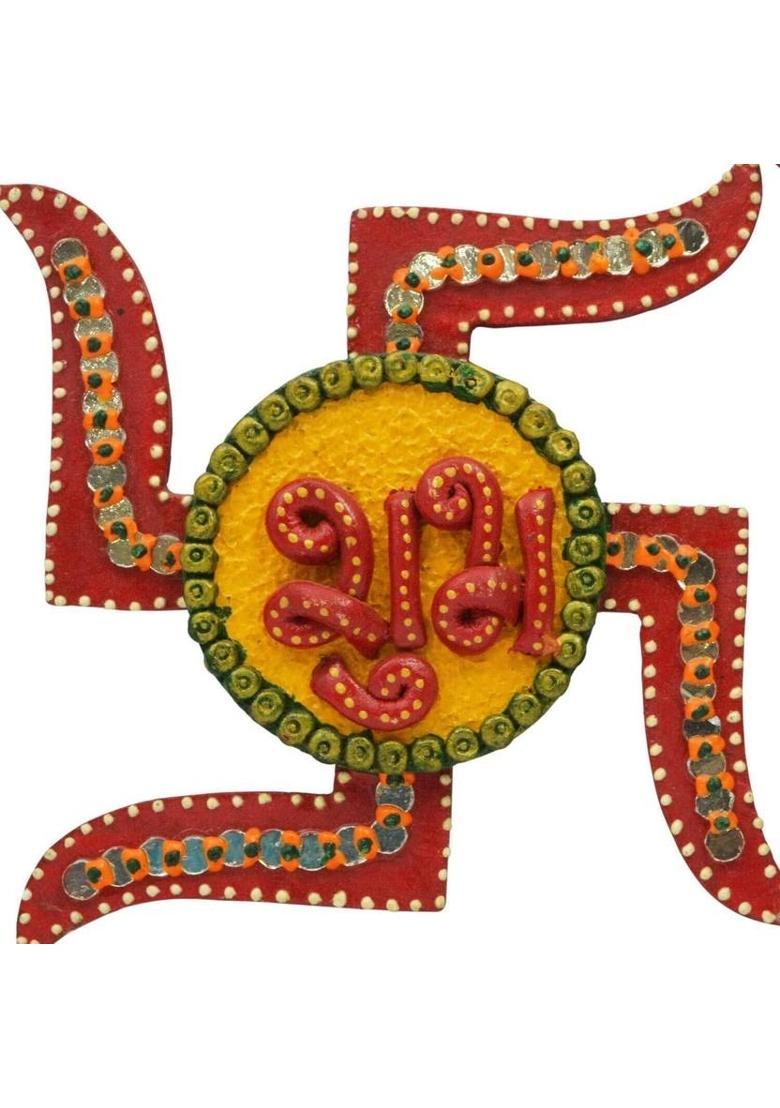 Vivan Creation Wooden Crafted Unique Shubh Labh Door Hangings 275 Decorative Showpiece - 1.5 cm&nbsp;&nbsp;(Wood, Multicolor) - Indya