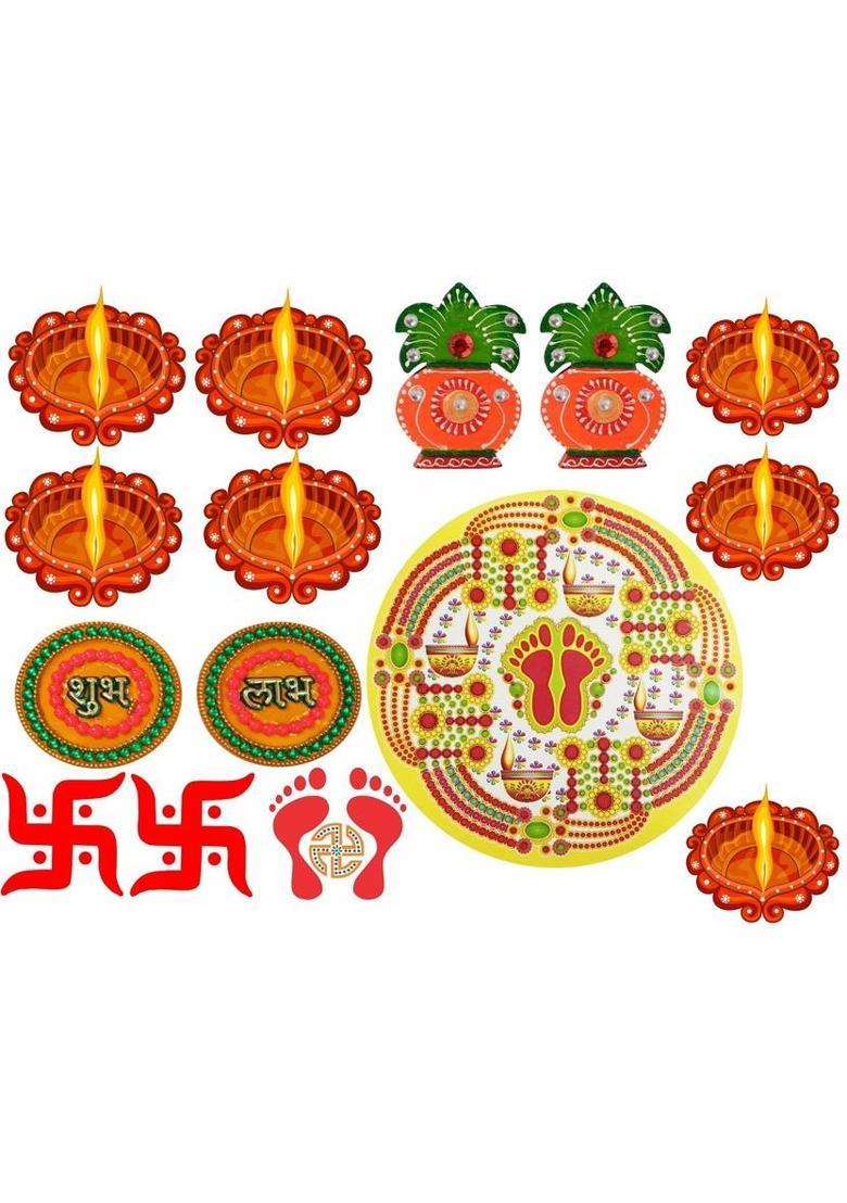 CW Crafts World Shubh Labh Wooden Wall Door Sign Hangings Pack of 2&nbsp;&nbsp;(Green) - Indya