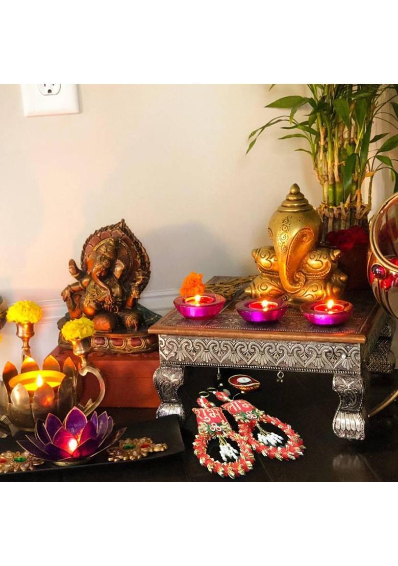 SREE Handcrafted Decorative Shubh Labh Door Side Hangings in Pair Decorative Showpiece - 22.86 cm&nbsp;&nbsp;(Fabric, Metal, Plastic, Red, Green) - Indya