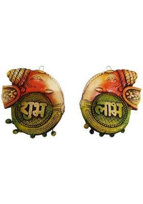ShubhSaaj Ganesha Shubh Labh Pair Wall Hanging Decorative Showpiece - 20 cm&nbsp;&nbsp;(Clay, Multicolor)
