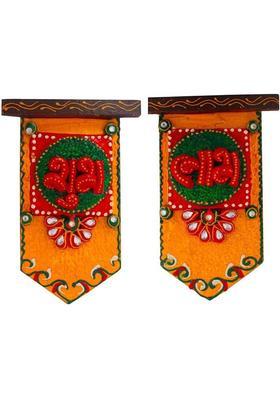 Jaipuri Shop Kundan Meenakari Work Wooden Crafted Shubh Labh Decorative Handmade Multi Color Door Hangings Decorative Showpiece - 0 cm&nbsp;&nbsp;(Paper Mache, Multicolor)