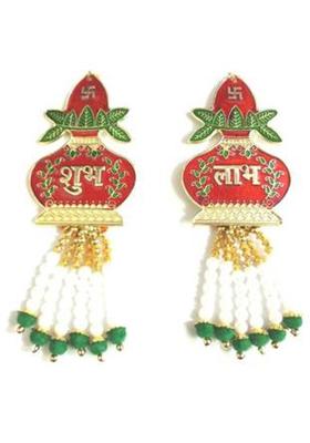 TANISHKA CREATIONS Shubh Labh Kalash Hangings Pair Decorative Showpiece - 14 cm&nbsp;&nbsp;(Metal, Plastic, Multicolor)