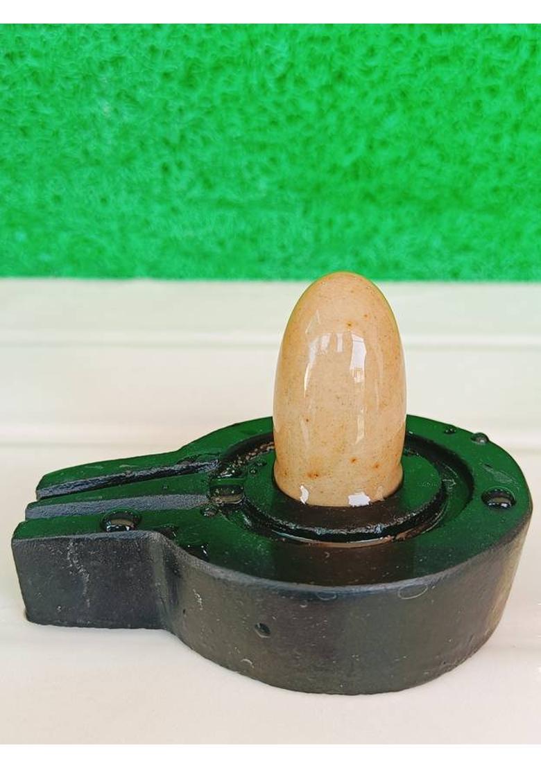 SHIVLING White Original Narmadeshwar Shivling with Jaladhari 1.5Inch Lingam 3Inch Base Decorative Showpiece - 2.5 cm&nbsp;&nbsp;(Stone, Brown, Black, White, Yellow, Yellow, Green, Red, Silver, Multicolor) - Indya