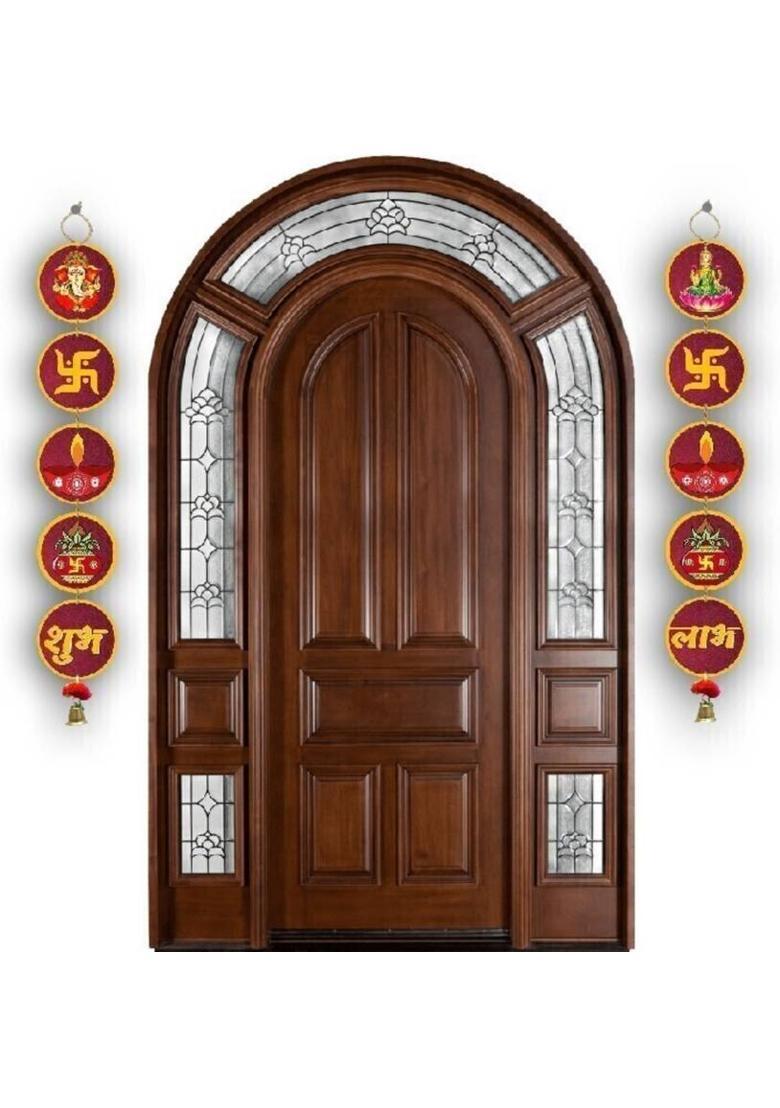 Home Delight Subh Labh Wooden Door Hanging Toran Wall Decor Home Decoration Items|Gift Items Pack of 2&nbsp;&nbsp;(26 inch X 4 inch, Multicolor) - Indya