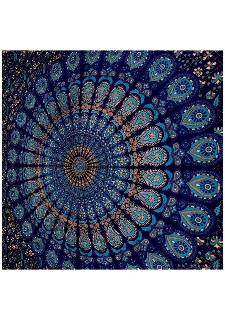 Art World Blue Twin Mandala Tapestry Wall Hanging Indian Cotton Tapestries Bedspread Picnic Beach Throw Blanket Wall Art Hippie Tapestry Bed Cover (Blue, Twin) Blue Twin Mandala Tapestry Tapestry&nbsp;&nbsp;(Multicolor) - Indya