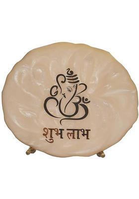 Happybox SHUBH LABH GANESHA RESIN ART Decorative Showpiece - 18 cm&nbsp;&nbsp;(Brass, Gold)