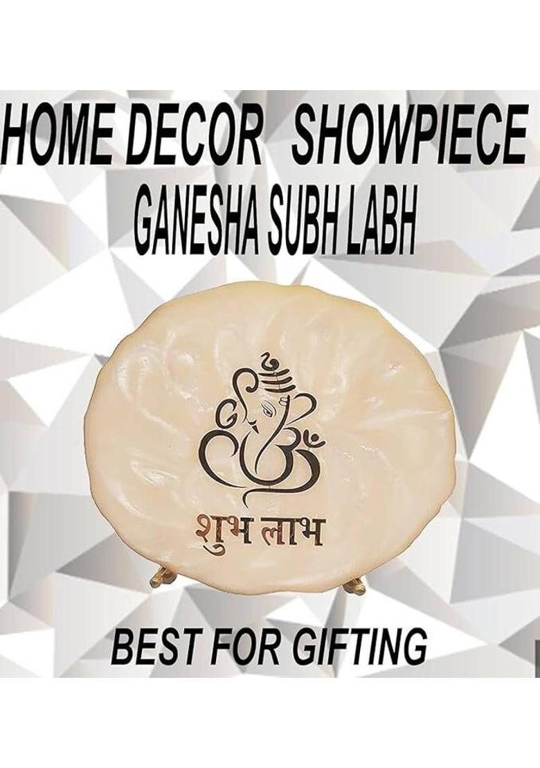 Happybox SHUBH LABH GANESHA RESIN ART Decorative Showpiece - 18 cm&nbsp;&nbsp;(Brass, Gold) - Indya