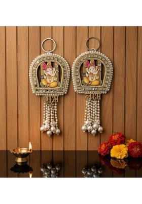 Riva collection Shubh Labh Decorative Door Hanging with Lord Ganesha | Diwali Decor (Set of 2) Decorative Showpiece - 17.5 cm&nbsp;&nbsp;(Plastic, Gold)