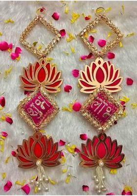 CTW CTW Shubh Labh Door Hanging for Diwali Wall Hangings for Home Decoration. Decorative Showpiece - 35 cm&nbsp;&nbsp;(Wood, Pink)