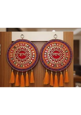 SAPTARISHI Shubh Labh Door Hangings beautifull embroidery for Diwali Decor Your Side Door Decorative Showpiece - 19 cm&nbsp;&nbsp;(Fabric, Multicolor)