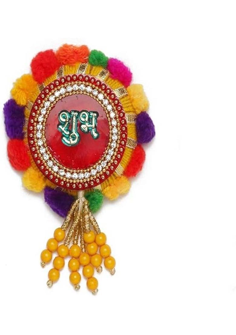 Brown Leaf Decorative Shubh Labh Sticker Decoration For Diwali&nbsp;&nbsp;(Multicolor) - Indya