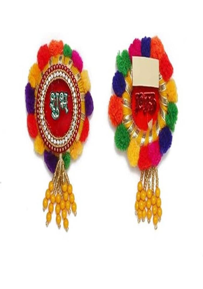 Brown Leaf Decorative Shubh Labh Sticker Decoration For Diwali&nbsp;&nbsp;(Multicolor) - Indya