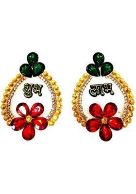 PAPU G DESIGNER SHUBH-LABH IN ACRYLIC TO STICK ON WALL FOR HOME DECOR ON FESTIVALS Decorative Showpiece - 10 cm&nbsp;&nbsp;(Plastic, Red)