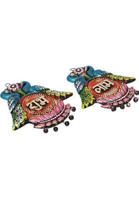 KSI Shubh Labh Wall hanging Showpiece Terracotta Handmade Door Hanging Decorative Showpiece - 21 cm&nbsp;&nbsp;(Clay, Multicolor)