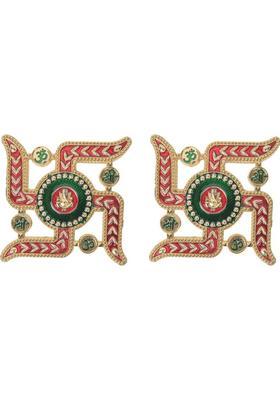 crafonic Meenakari Jumbo Swastik for door & Wall decoration,Temple decoration(Pack of 2) Decorative Showpiece - 11 cm&nbsp;&nbsp;(Plastic, Multicolor)