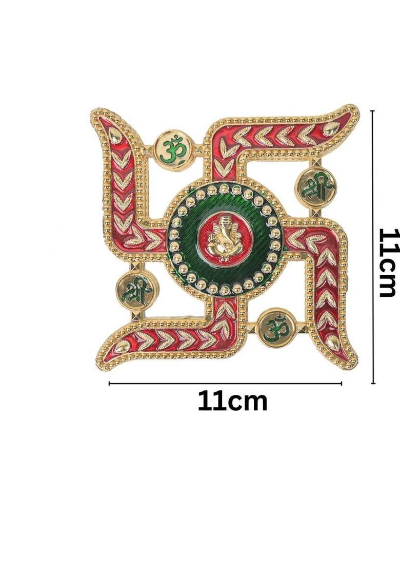 crafonic Meenakari Jumbo Swastik for door & Wall decoration,Temple decoration(Pack of 2) Decorative Showpiece - 11 cm&nbsp;&nbsp;(Plastic, Multicolor) - Indya