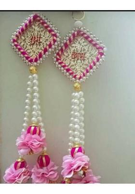 CTW Shubh Labh Door Hanging for Diwali Floral Wall Hangings for Home Decoration Decorative Showpiece - 30 cm&nbsp;&nbsp;(Fabric, Pink)