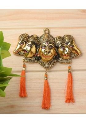 RADHA KRISHNA HANDICRAFT Panchmukhi Hanuman Ji showpiece decoration Decorative Showpiece - 15 cm&nbsp;&nbsp;(Aluminium, Gold)