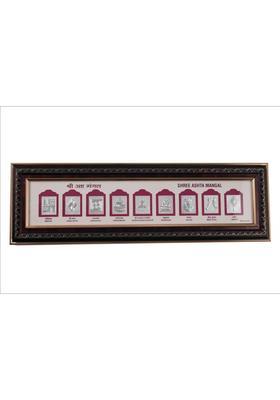 Purushottam Gagubhai Zaveri 999 Pure Silver Shree Ashta Mangal Frame - 23x7 inch Rectangular Photo Frame Decorative Showpiece - 58.42 cm&nbsp;&nbsp;(Wood, Brown)