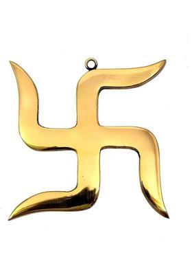 vastu-vigyan Vastu Brass SWASTIK/ SATIYA (9 INCH) Wall Hanging (Pack of 1) Decorative Showpiece - 0.4 cm&nbsp;&nbsp;(Brass, Gold)