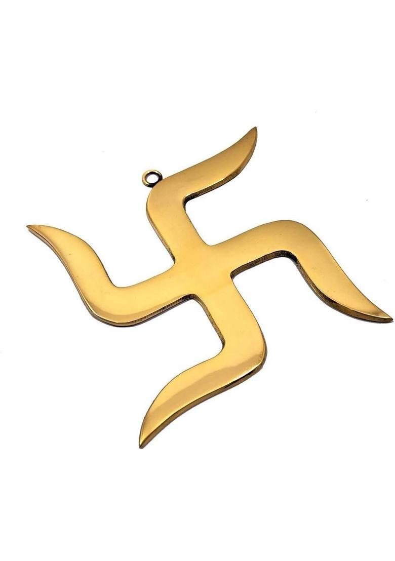 vastu-vigyan Vastu Brass SWASTIK/ SATIYA (9 INCH) Wall Hanging (Pack of 1) Decorative Showpiece - 0.4 cm&nbsp;&nbsp;(Brass, Gold) - Indya