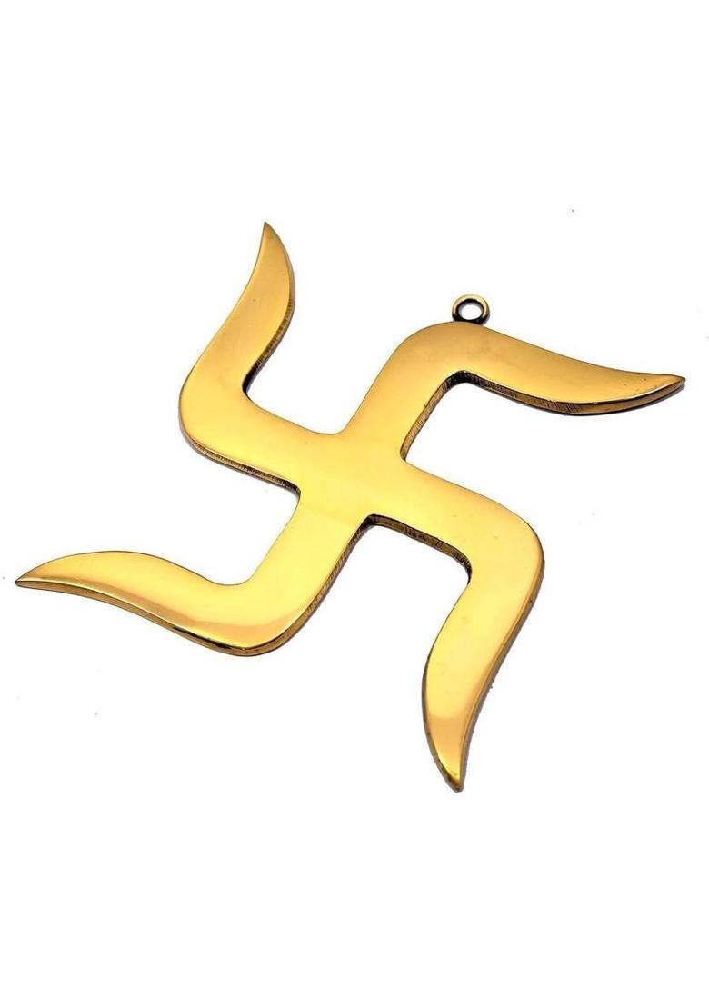 vastu-vigyan Vastu Brass SWASTIK/ SATIYA (9 INCH) Wall Hanging (Pack of 1) Decorative Showpiece - 0.4 cm&nbsp;&nbsp;(Brass, Gold) - Indya