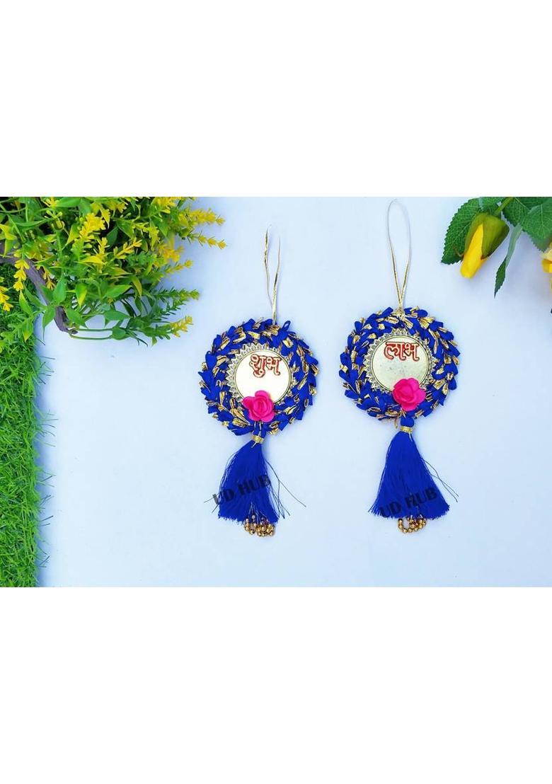 UD HUB shubh labh door wall hanging toran diwali decoration item for home room main get&nbsp;&nbsp;(blue SHUBH LABH SET) - Indya