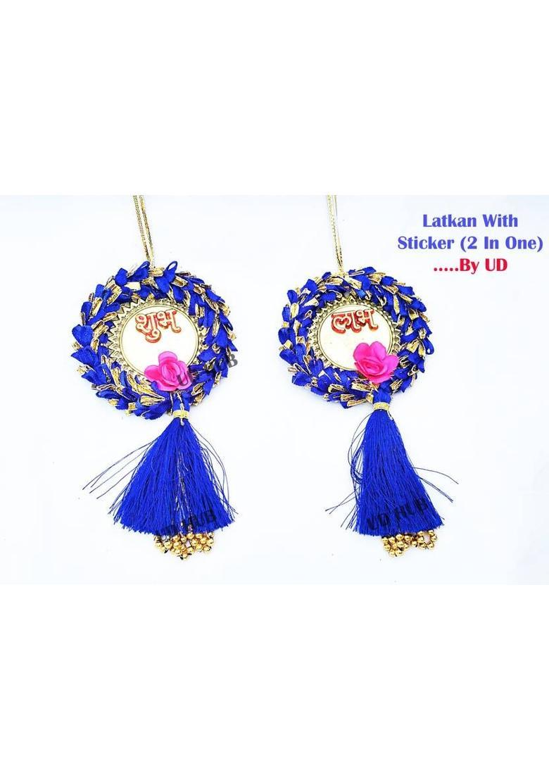 UD HUB shubh labh door wall hanging toran diwali decoration item for home room main get&nbsp;&nbsp;(blue SHUBH LABH SET) - Indya