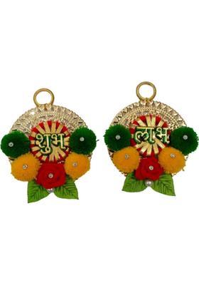 P A HEALTH AND FITNESS P.A.Decorative Metel Shubh Labh Hook Hanging Stickers Main Door/Wall Decor[2Pic] Pack of 2&nbsp;&nbsp;(Multicolor)