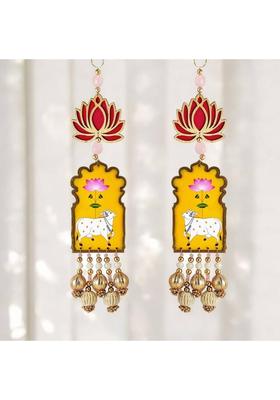 CTW CTW Shubh Labh Door Hanging Diwali lotus Wall Hangings for Home . Pack of 2 Decorative Showpiece - 30 cm&nbsp;&nbsp;(Wood, Yellow)
