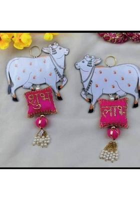 CTW CTW shubh labh Door Hanging for Diwali Wall Hangings for Home Decoration toran Decorative Showpiece - 15 cm&nbsp;&nbsp;(Fabric, Pink)