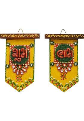Raj Laxmi Door Hanging Decorative Showpiece - 15 cm&nbsp;&nbsp;(Wood, Yellow, Green)