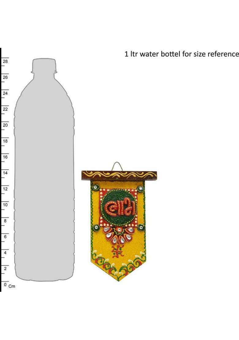 Raj Laxmi Door Hanging Decorative Showpiece - 15 cm&nbsp;&nbsp;(Wood, Yellow, Green) - Indya