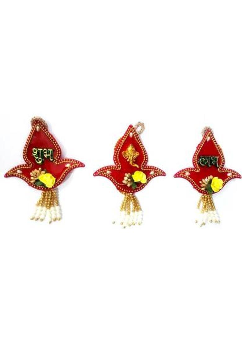 TANISHKA CREATIONS Shubh Labh Kalash - Hangings Decorative Showpiece - 10 cm&nbsp;&nbsp;(Plastic, Multicolor) - Indya