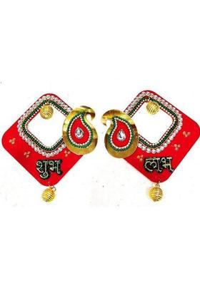 PAPU G DESIGNER SHUBH-LABH IN ACRYLIC TO STICK ON WALL FOR HOME DECOR ON FESTIVALS Decorative Showpiece - 10 cm&nbsp;&nbsp;(Plastic, Red)