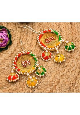 Pride Kraft Shubh Labh Door Hangings for Home Decoration/Diwali Decoration Door Hanging Set, Hanging Toran, Door Bandarwal, Shubh Labh Bandarwal, Hanging Stickers Hook , Door Hanging Wall Hanging for Home Office Puja Pooja Article Mandir Temple Diwali Dec